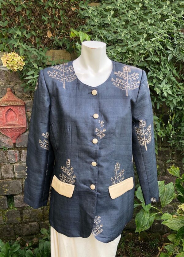 Chhattis Rang Purple Kosa Silk Blazer