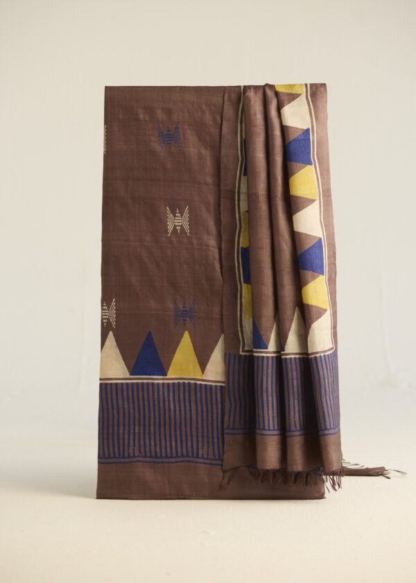 Geometric Grace Kosa Silk Unstitched Suit – Hand Block Printed