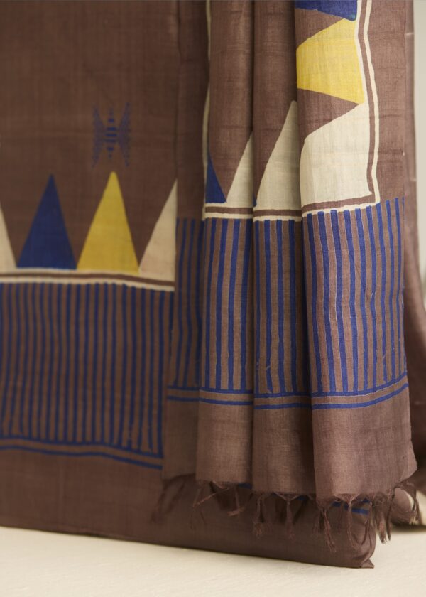 Geometric Grace Kosa Silk Unstitched Suit – Hand Block Printed - Image 2