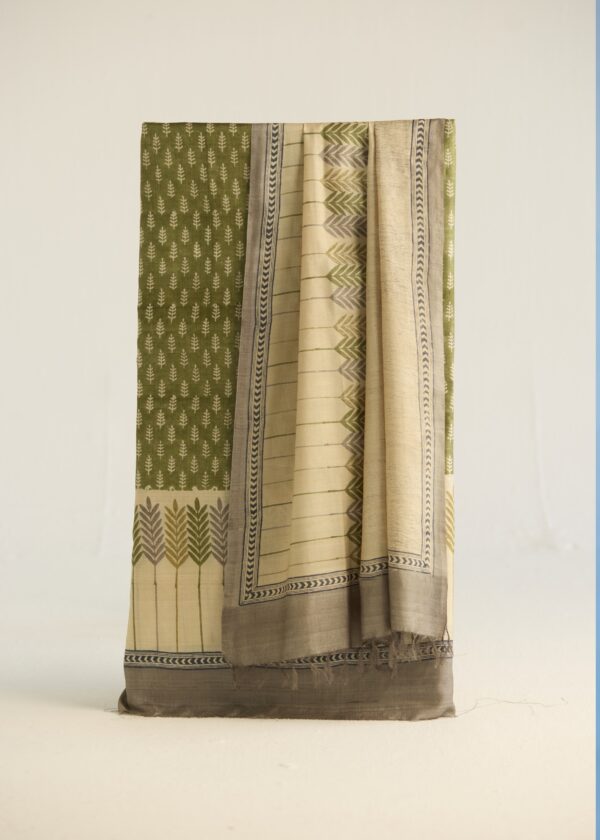 Olive Grace Kosa Silk Unstitched Suit – Hand Block Printed