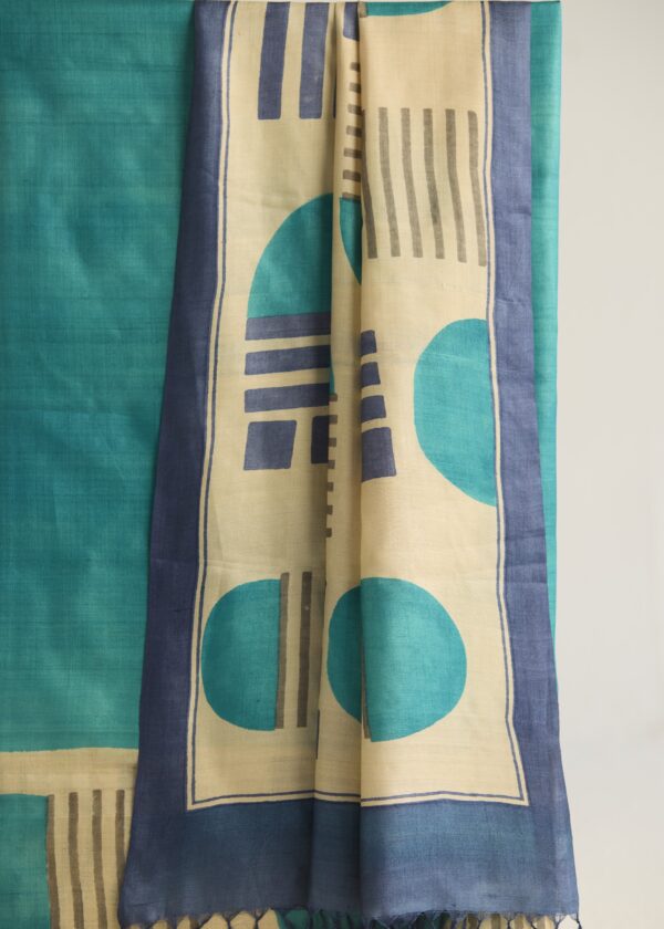 Bold Patterns Kosa Silk Unstitched Suit – Hand Block Printed - Image 2