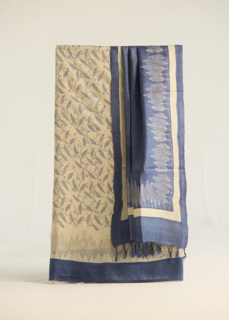 Midnight Vines Kosa Silk Unstitched Suit – Hand Block Printed