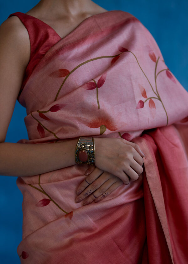 Handpainted kosa silk saree - Image 4
