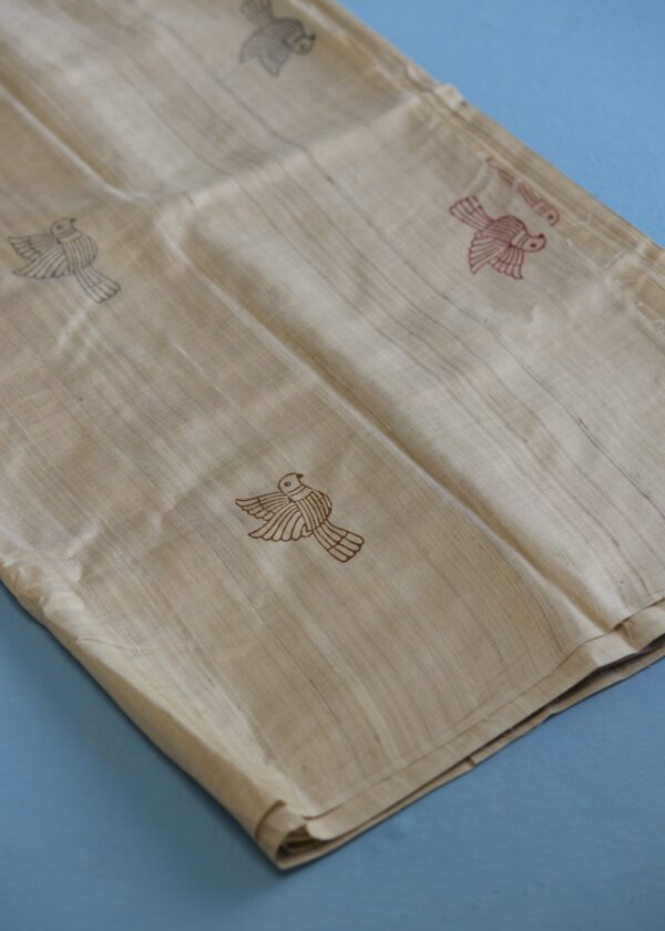 Golden Bird Kosa Silk Fabric - Image 2