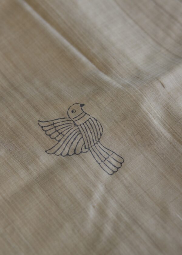 Golden Bird Kosa Silk Fabric - Image 3