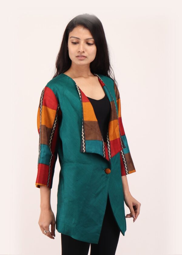 Mosaic Elegance Kosa Silk Blazer