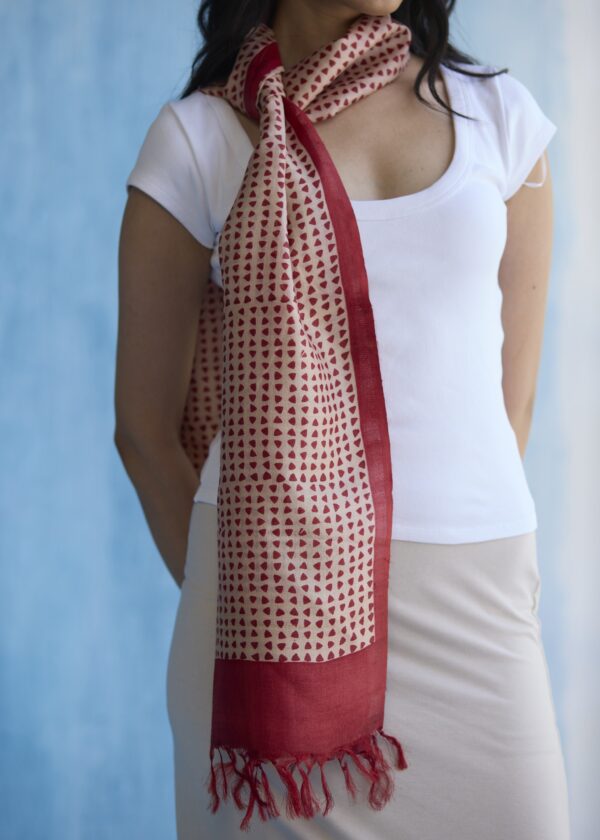 Crimson Charm Kosa Silk Stole - Image 4