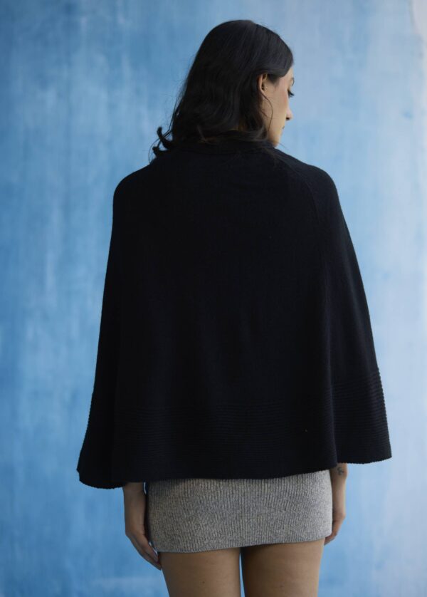 Noir Luxe Embellished Wool Cape - Image 5