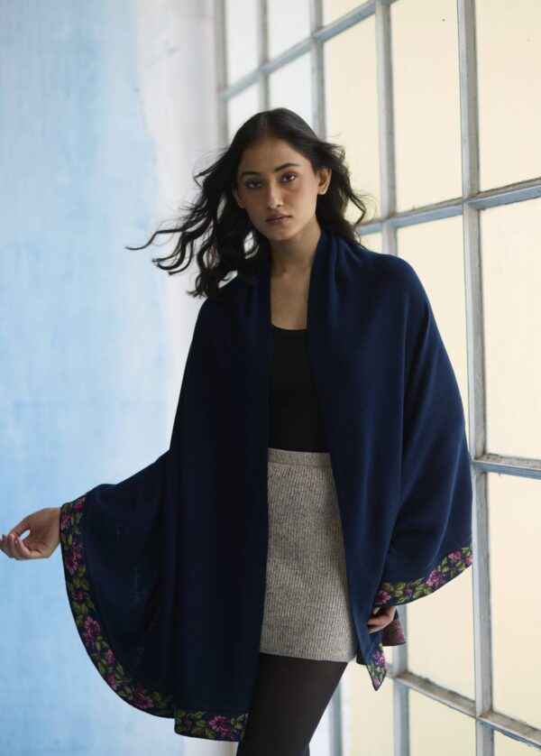 Midnight Bloom Embroidered Wool Rap