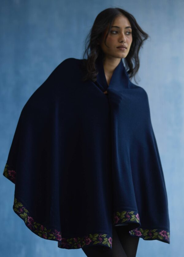 Midnight Bloom Embroidered Wool Rap - Image 3