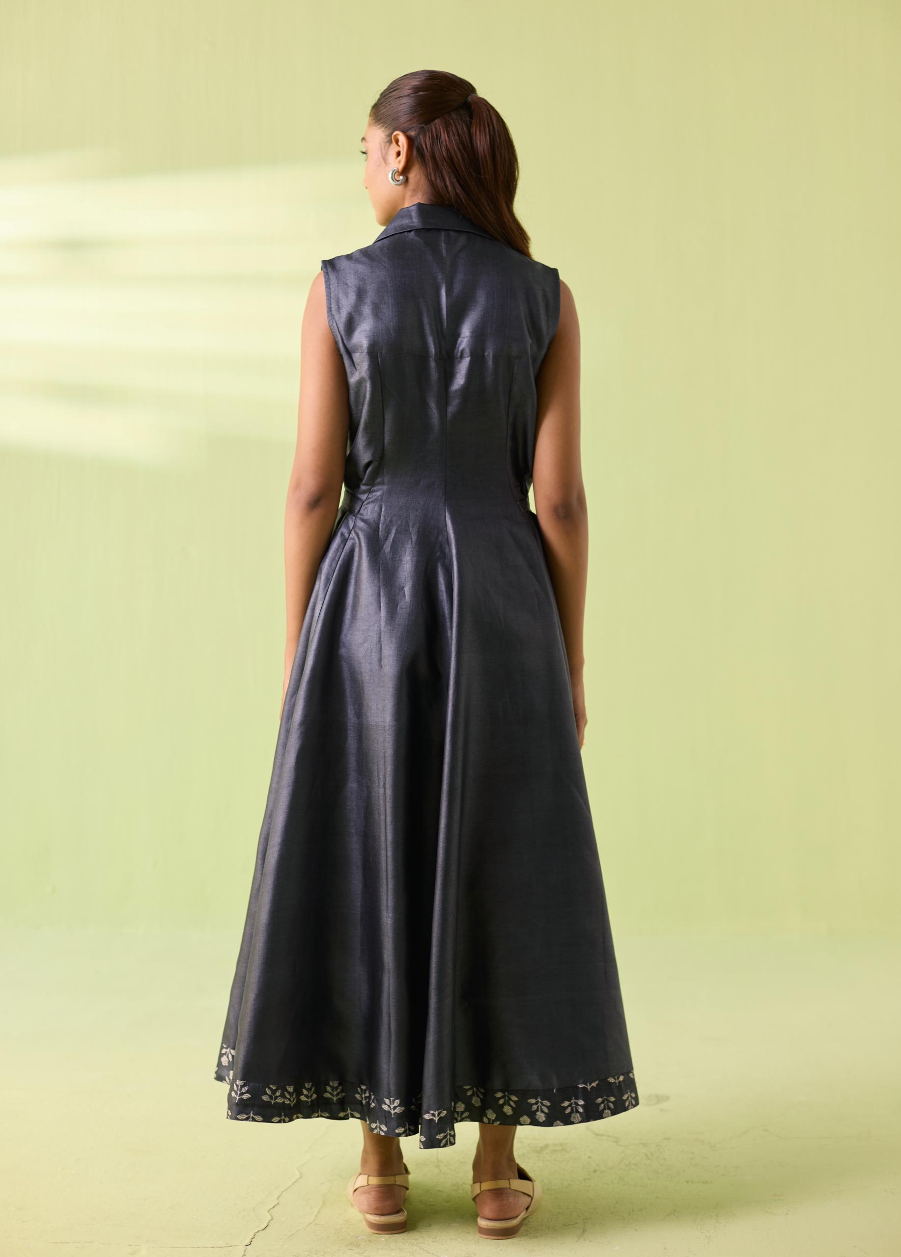 Midnight Bloom Kosa Silk Flared Dress - Image 6