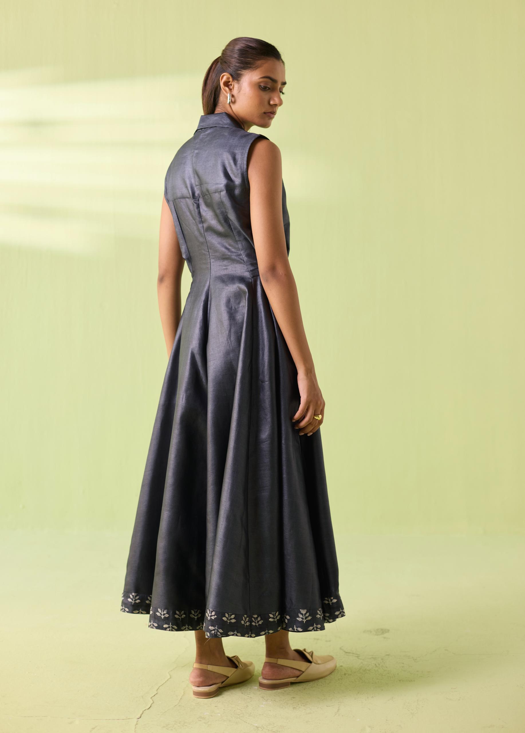 Midnight Bloom Kosa Silk Flared Dress - Image 7