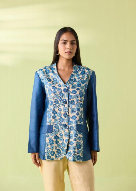 Azure Bloom Kosa Silk Jacket