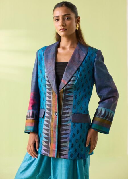 Aqua Horizon Kosa Silk Statement Jacket