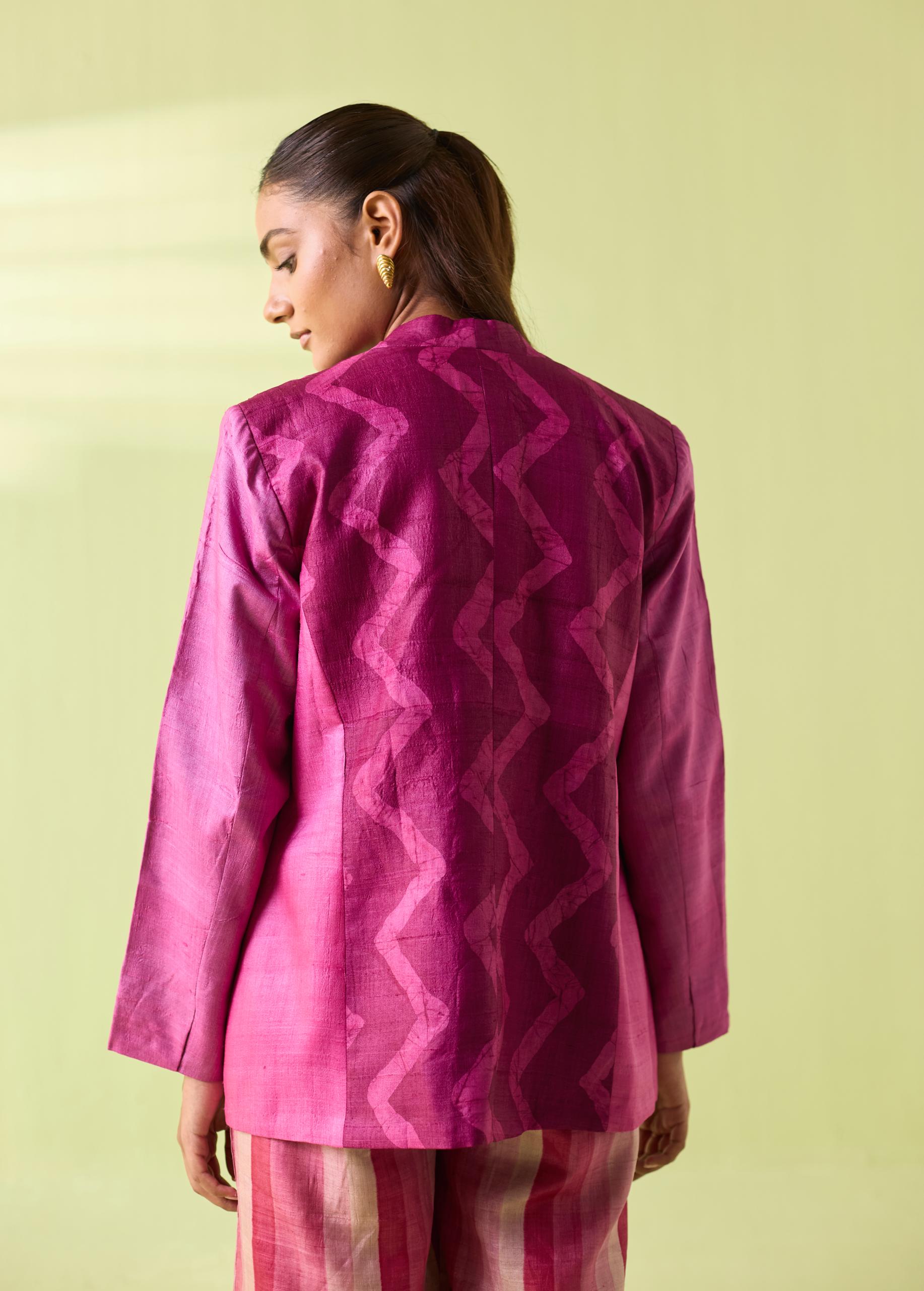 Fuchsia Wave Kosa Silk Jacket - Image 7
