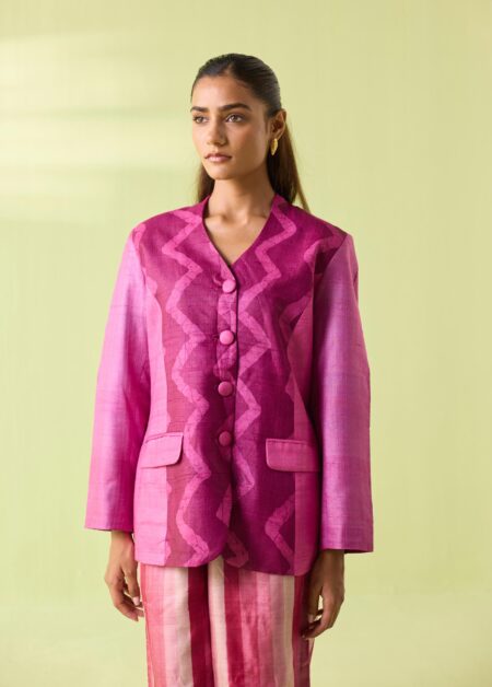 Fuchsia Wave Kosa Silk Jacket