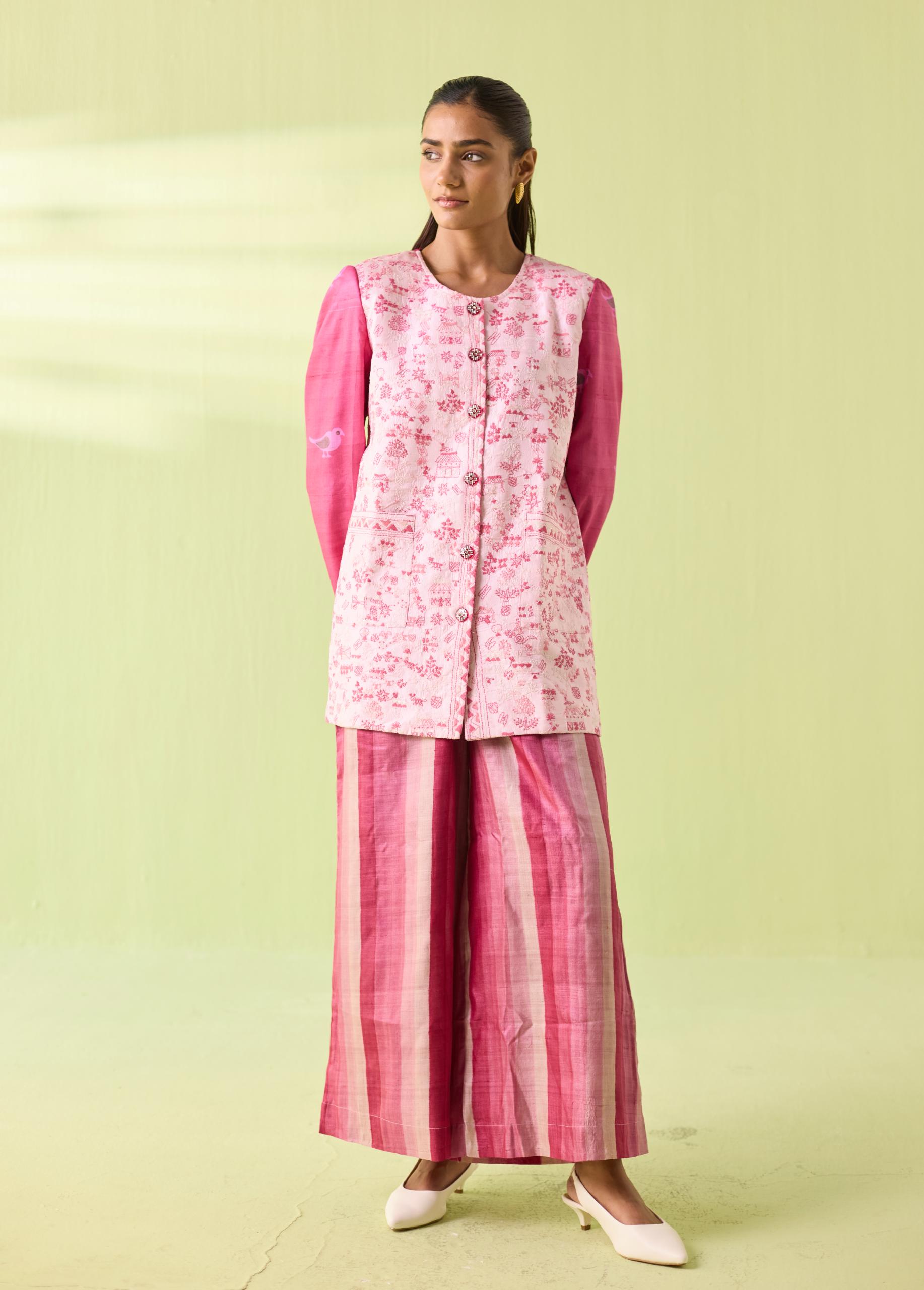 Gulabi Kosa Silk Warli-Weave Jacket - Image 8