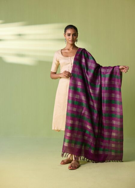 Jamuni Checks Kosa Silk Dupatta