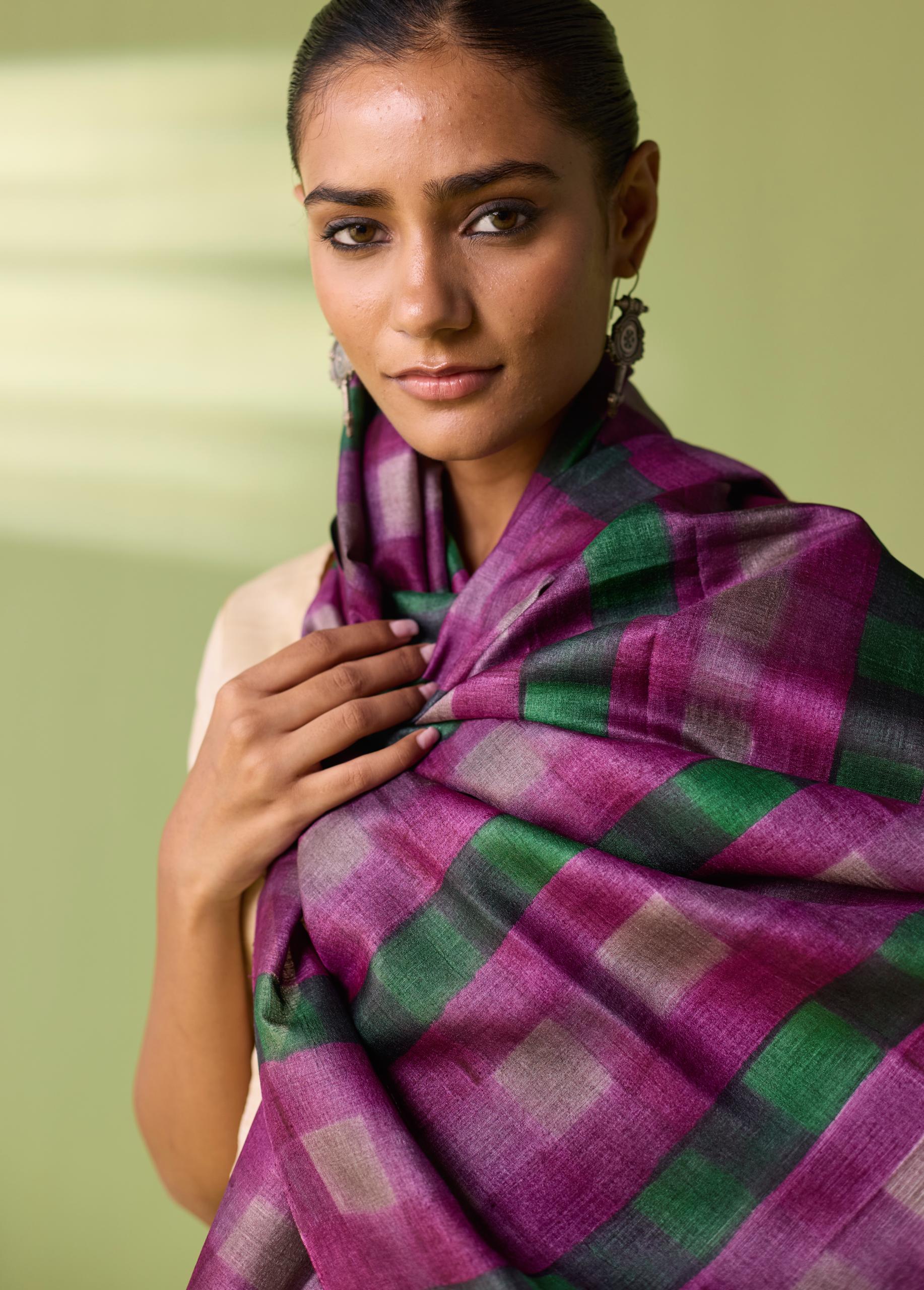 Jamuni Checks Kosa Silk Dupatta - Image 7