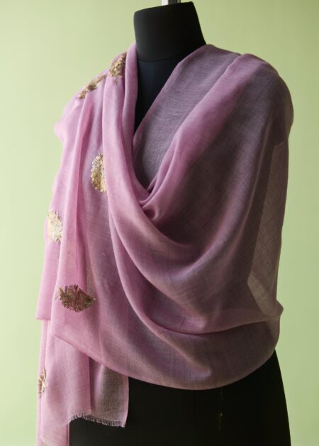 Blush Gold Bloom Fine Wool Stole