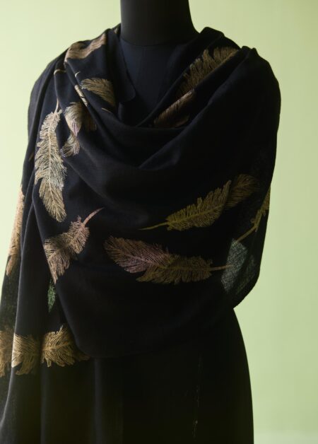 Midnight Feather Fine Wool Stole