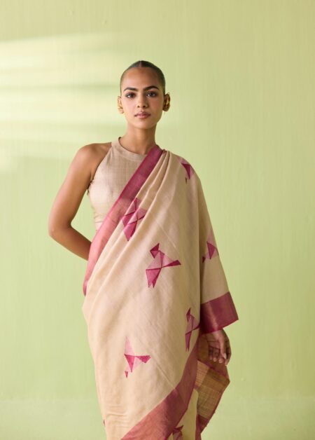 Gulabi Sparrow Kosa Silk Saree