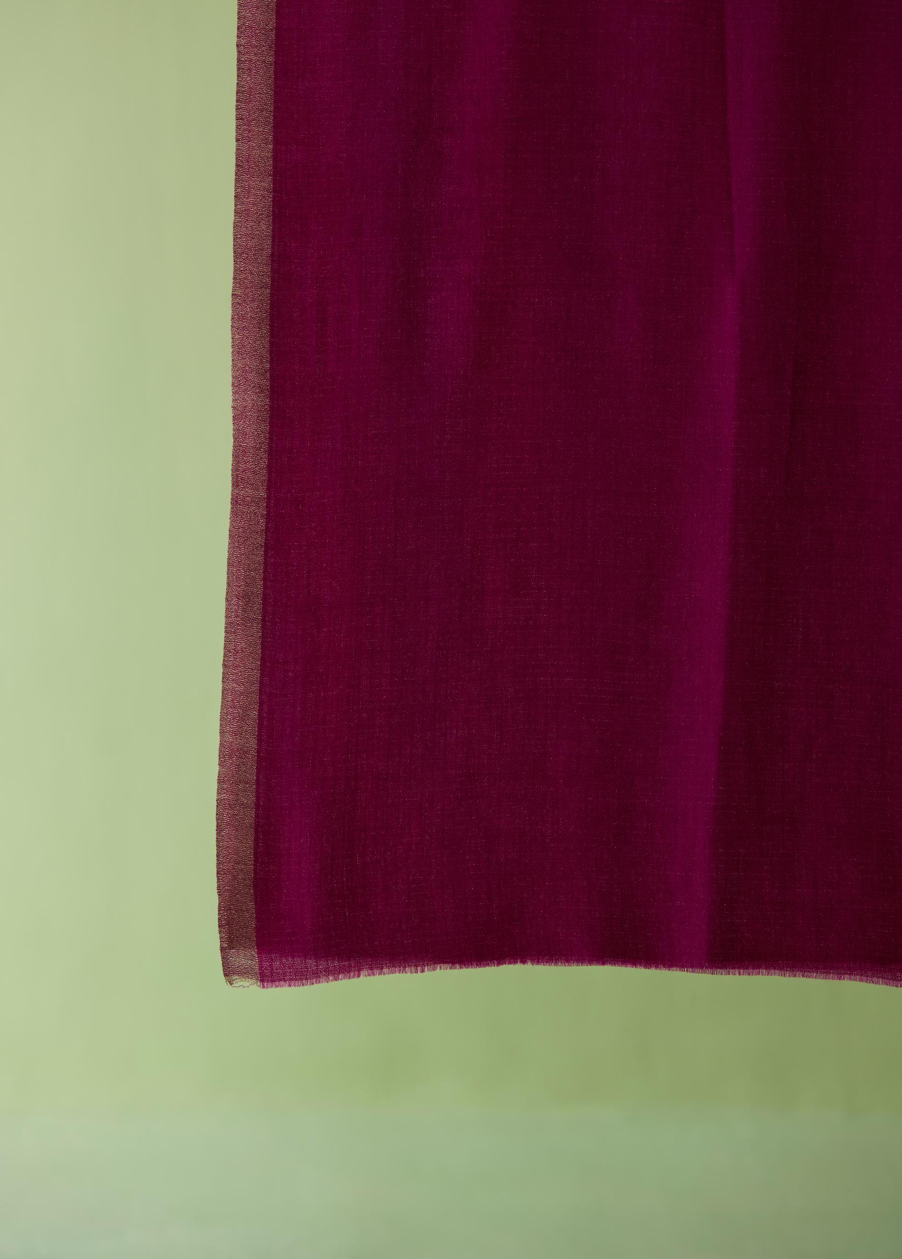 Rani Glow Fine Wool Zari Border Stole - Image 2