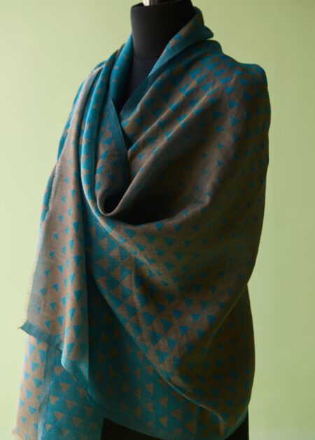 Teal Pyramid Fine Wool Stole