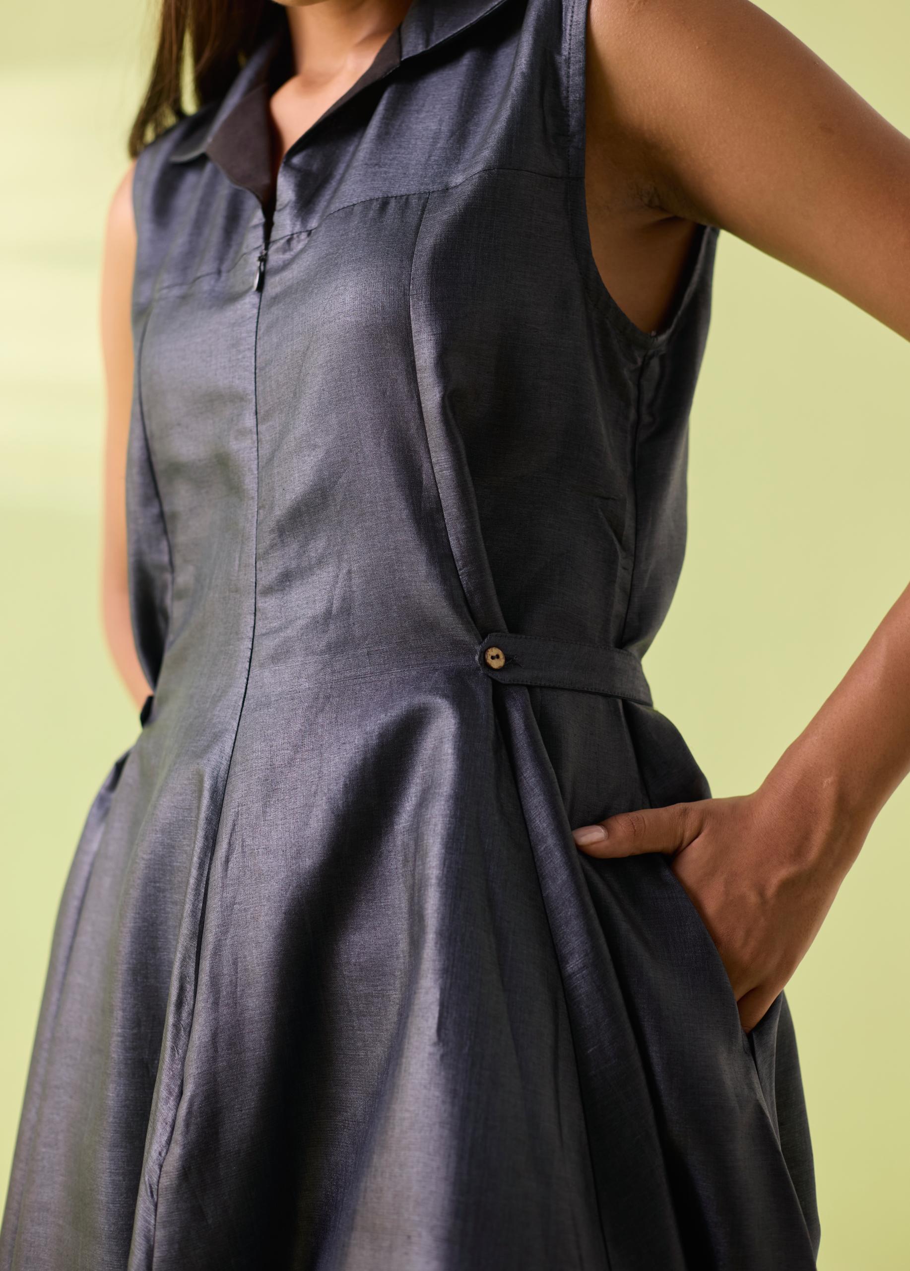 Midnight Bloom Kosa Silk Flared Dress - Image 5