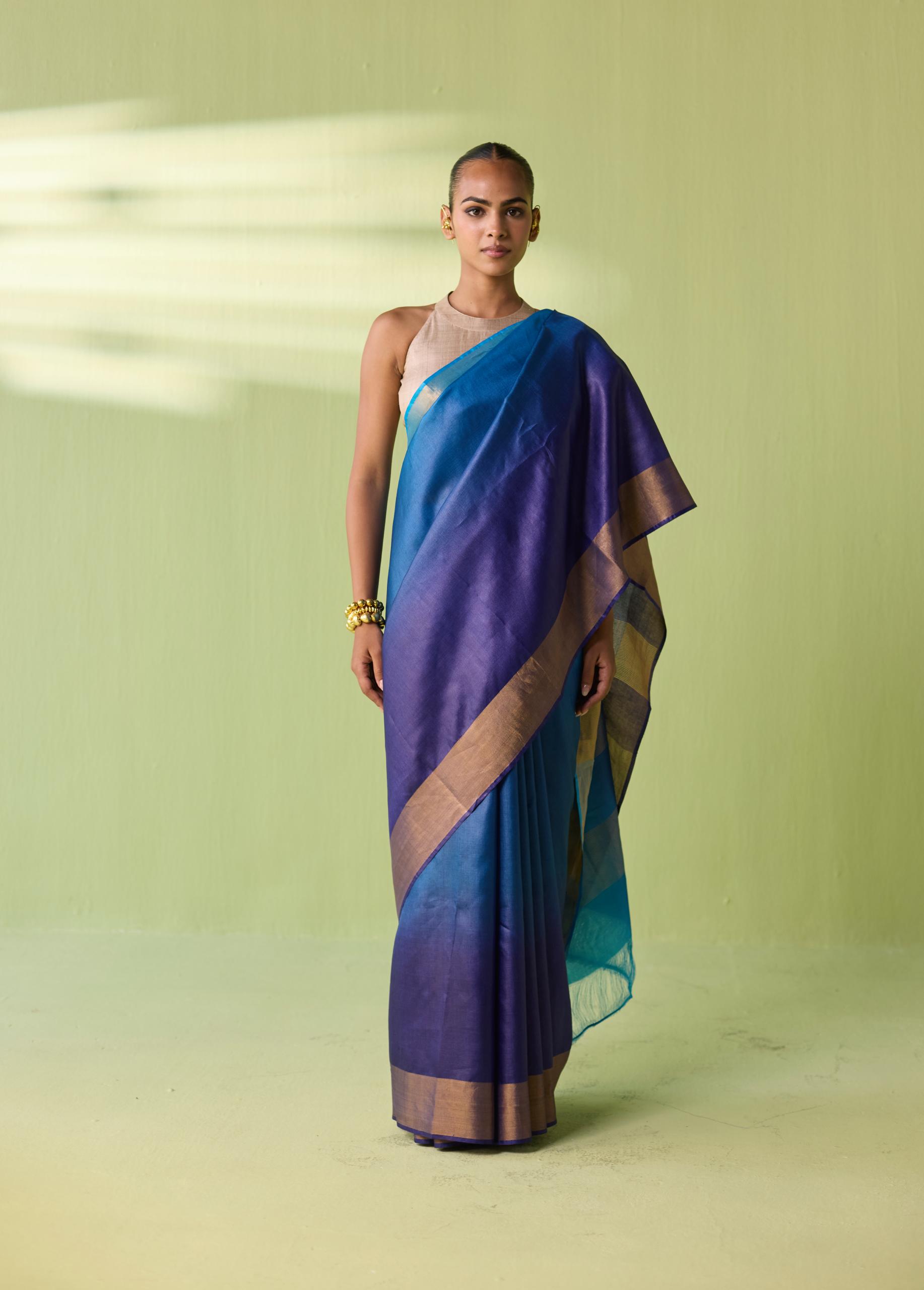 Ocean Ombre Kosa Silk Saree