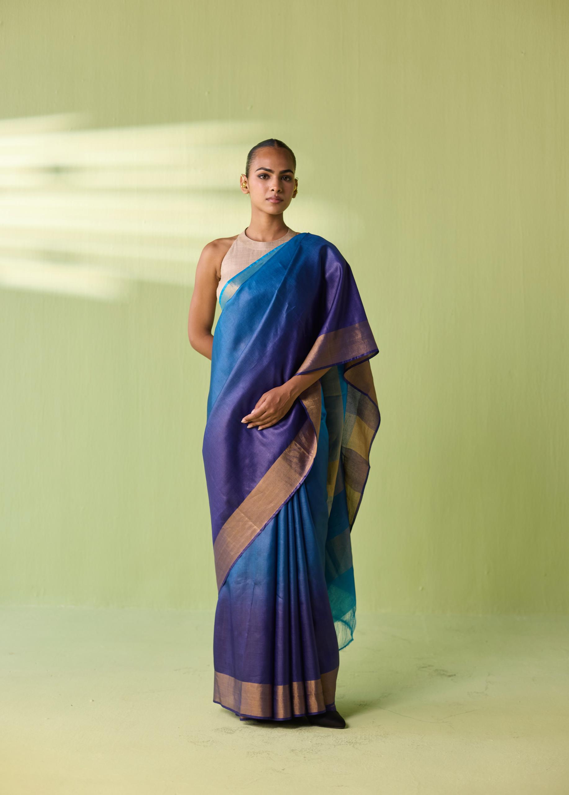 Ocean Ombre Kosa Silk Saree - Image 3