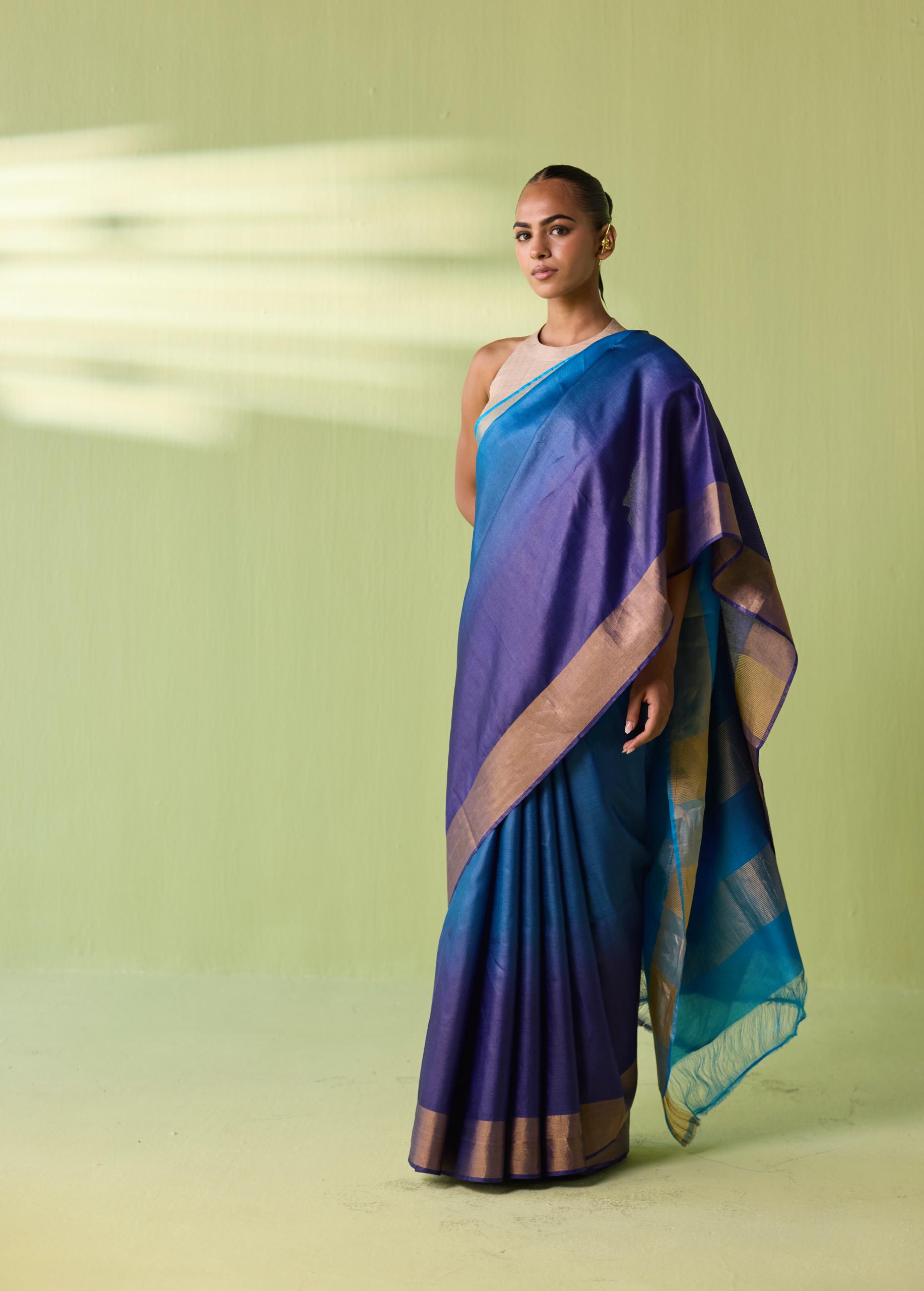Ocean Ombre Kosa Silk Saree - Image 2