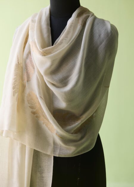 Ivory Feather Fine Wool Stole
