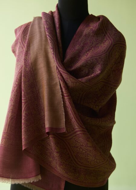 Maroon Regal Zari Motif Fine Wool Stole