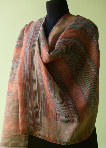 Autumn Stripes Fine Wool Space-Dyed Stole