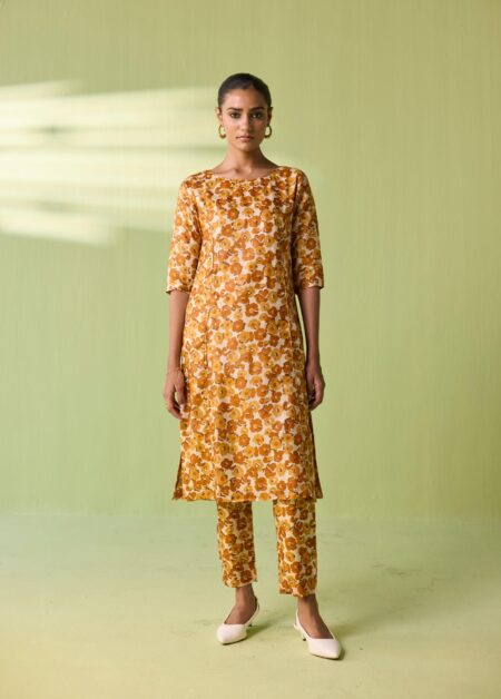 Saffron Meadow Kosa Silk Printed Suit Set