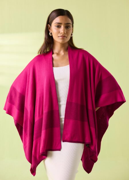 Fuchsia Fine Wool Statement Cape
