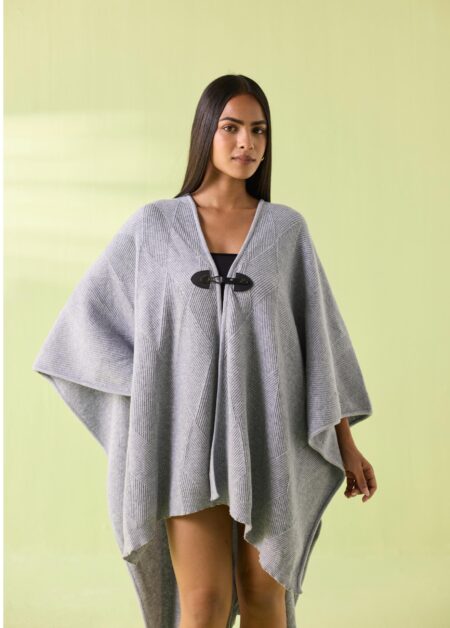 Heather Grey Fine Wool Cape