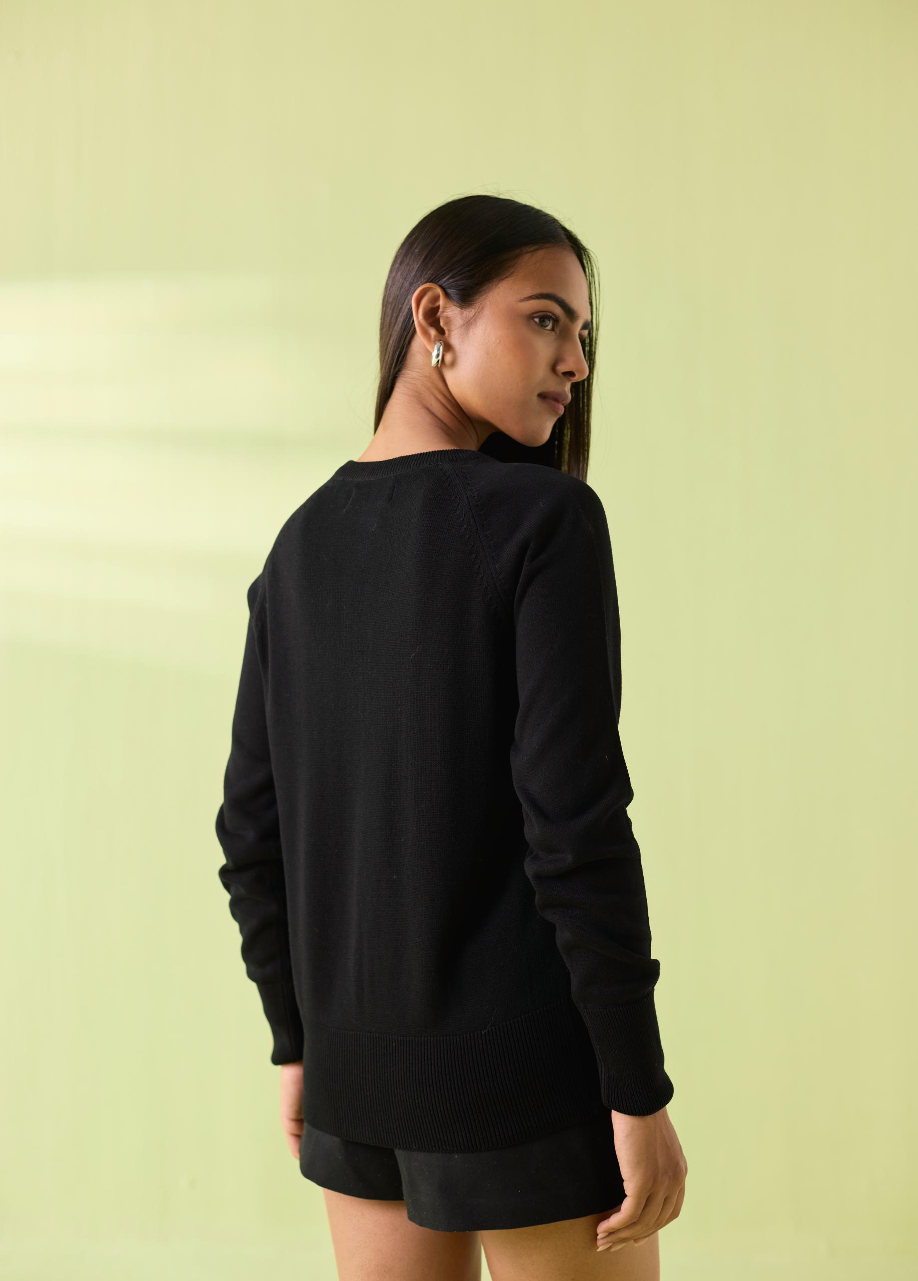 Midnight Rose Woollen Cardigan – Black - Image 4