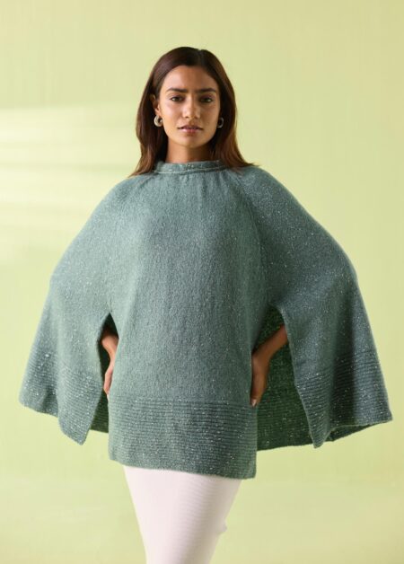 Sage Mist Woollen Poncho