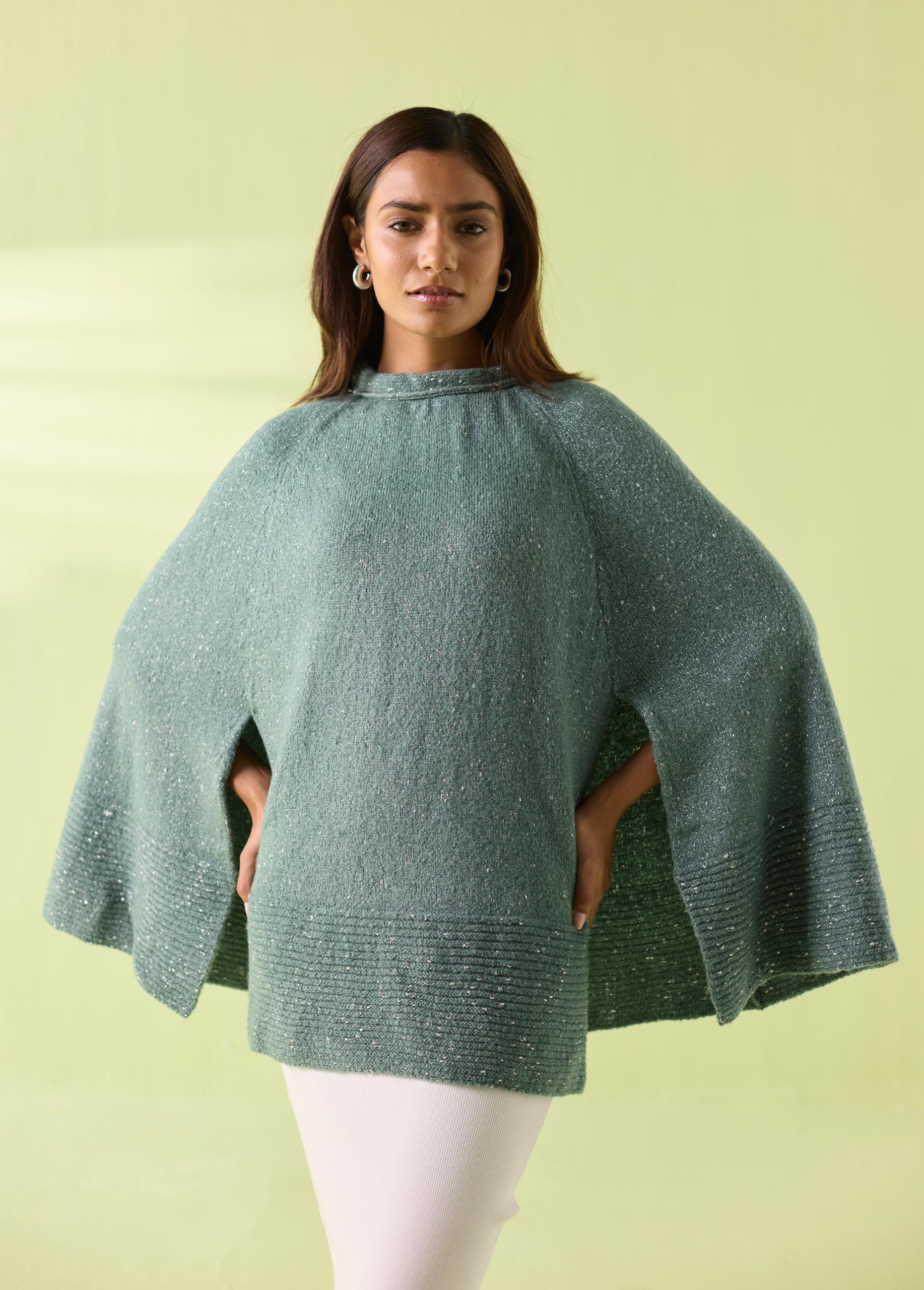 Sage Mist Woollen Poncho
