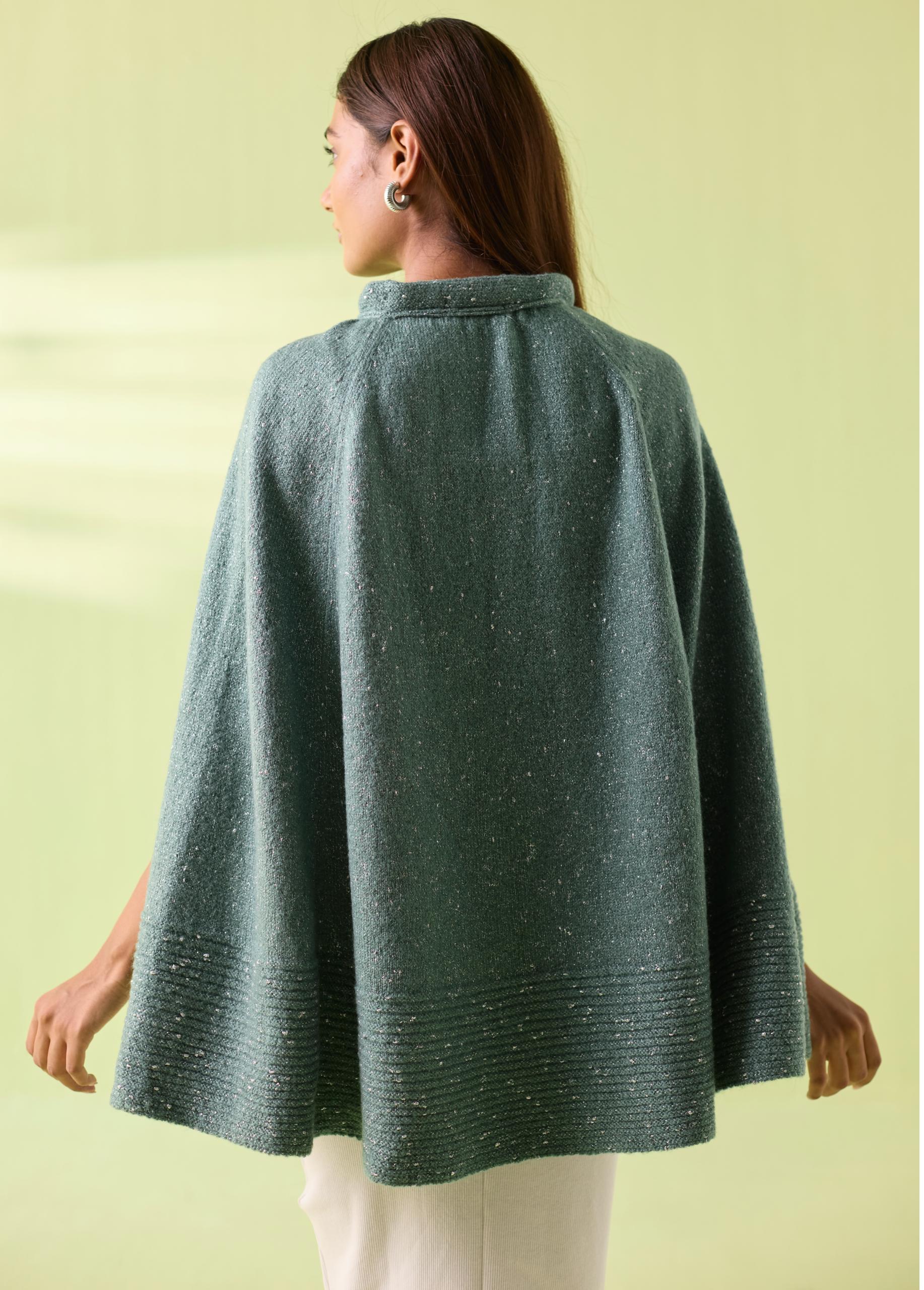 Sage Mist Woollen Poncho - Image 5