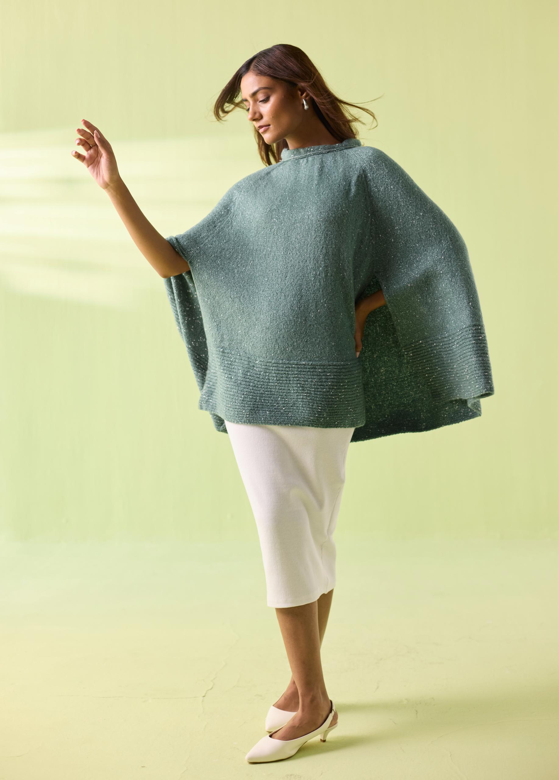 Sage Mist Woollen Poncho - Image 7