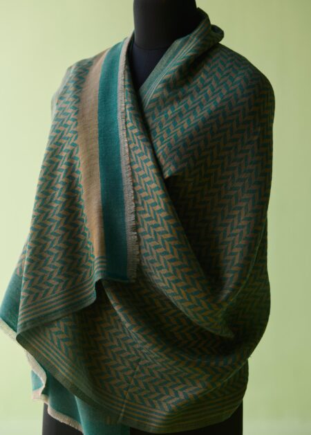 Emerald Chevron Fine Wool Stole