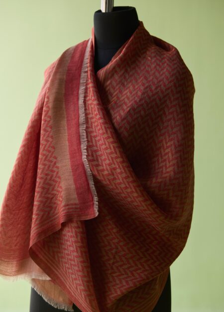 Crimson Chevron Fine Wool Stole