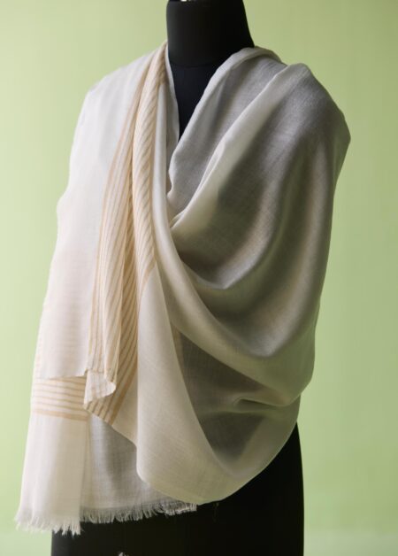 Ivory Zari Palla Fine Wool Stole